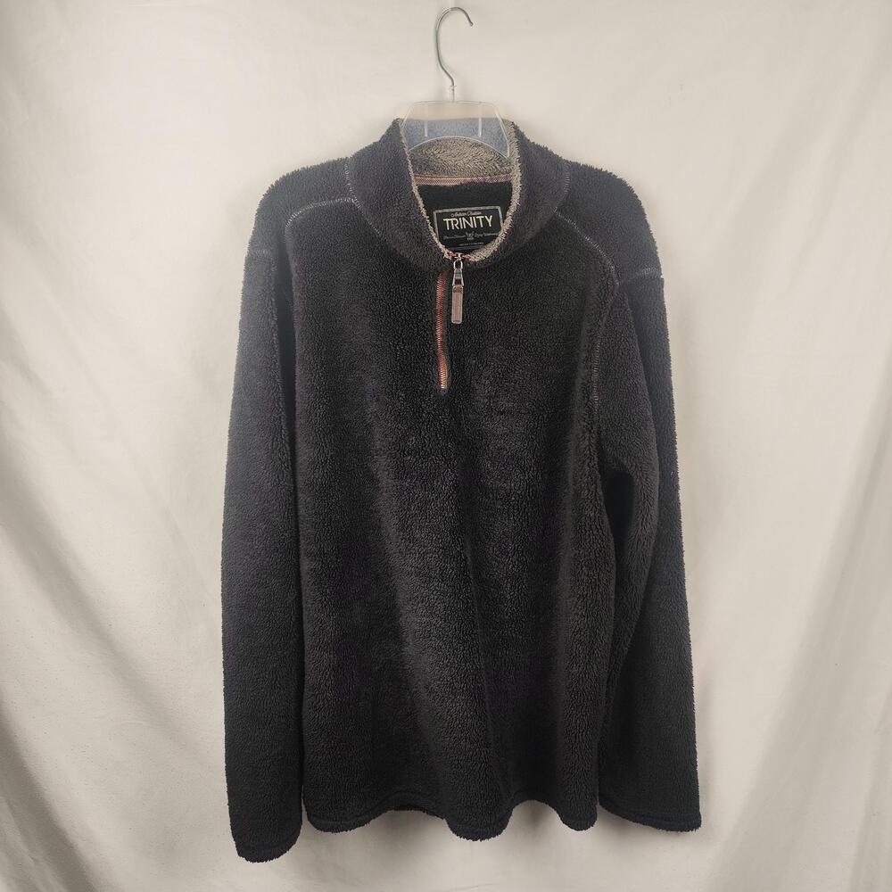 Trinity Jacket Mens Large Gray Soft Sherpa Fleece 1/4 Zip Pullover Pockets Warm